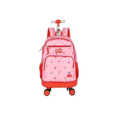 Imagem de Mochila De Rodinha Alça Costas Escolar Cereja Juvenil Up4you Rosa MC47