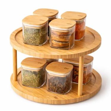 Imagem de Organizador Porta Temperos Giratório De Mesa Bambu Multiuso - Yeet