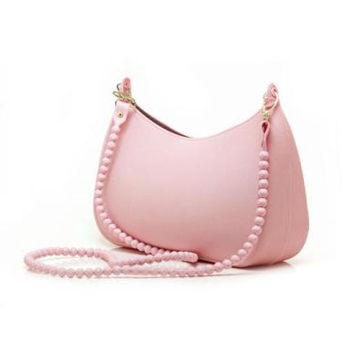 Imagem de Bolsa Feminina Baguete Tiracolo Transversal Pequena Fashion Preto Bege