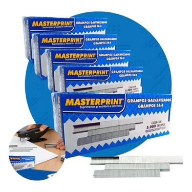 Imagem de Grampo Galvanizado 26/6 5000 Grampos Kit 5 Caixas Resistente - Maxprin