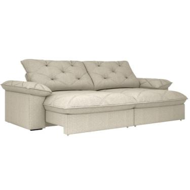 Imagem de Sofá 3 Lugares 2m Living Com Almofadas Pés Madeira Linho Cinza Kazu Bex's Cinza