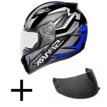 Imagem de Capacete Ebf New Spark Spot Preto e Azul Fosco Mais Viseira Fumê, 60