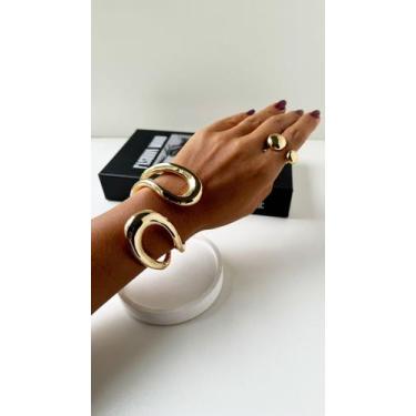 Imagem de Bracelete Premium Vazado Gaia - Nilza Biju, Dourado