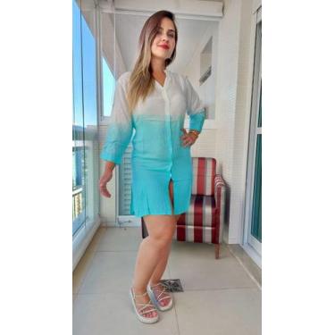 Imagem de Vestido Chemise Camisão c/ Cordão de Ajuste Indiano Manga Longa - Cod.