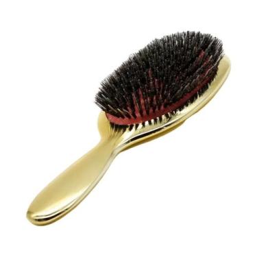 Imagem de Escova De Cabelo Oval De Cerdas De Javali Dourada E Prateada Antiestát