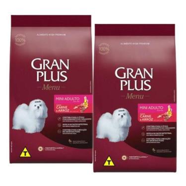 Imagem de Kit 2 Ração GranPlus Cães Adultos Porte Pequeno Carne 10.1Kg