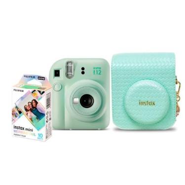 Imagem de Kit Câmera Analógica Fujifilm Instax Mini 12 Verde Mermaid com Bolsa e