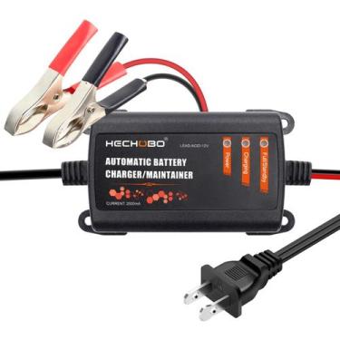 Imagem de Carregador de Bateria HECHOBO 12V 2A Mantenedor de Carga Lenta 2 Peças