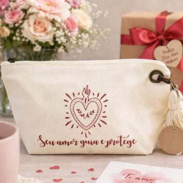 Imagem de Necessaire Porta Maquiagem Feminina Algodão Cru Personalizada Presente