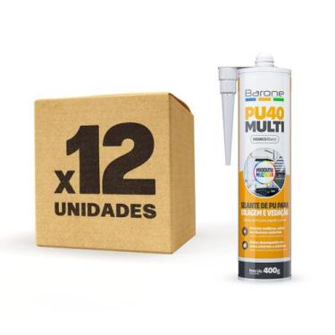 Imagem de Kit 12 Pu 40 Selante Silicone Cola Tudo Multiuso Barone 400g