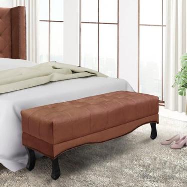 Imagem de Calçadeira Recamier Queen Veludo Cobre Vicenza Laranja - Spezzia Decor
