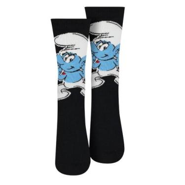 Imagem de Meia Infantil Unissex Cano Longo Smurfs Trifil Cor:PretoTamanho:30-35,