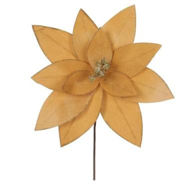 Imagem de Haste Bico de Papagaio Natal Aveludada Dourado Glitter 25cm - FLORARTE