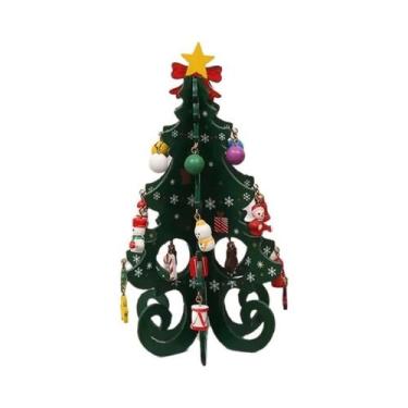 Imagem de Decoração De Árvore De Natal 3D Artesanal Em Madeira Para Mesa Com Ace