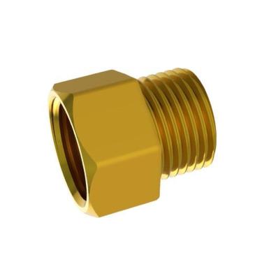 Imagem de Aumento Latão 1-2 Curto 2cm Real Metais Prolongador para Conexão Roscada Recuada 2CM