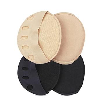 Imagem de Almofadas metatarsais, Cinco dedos dos pés adeques para mulheres saltos altos meia palmilhas calos Calos pé dor cuidado absorve shock meias toe pad insertos (Color : 1Pair BeigeXBlack)