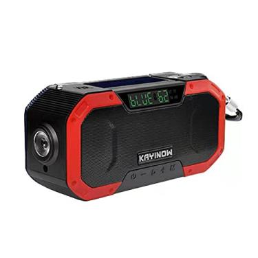 Imagem de Rádio meteorológico, alimentado por energia solar, rádio de emergência de furacão, rádio portátil de alerta meteorológico AM/FMAA alimentado por 4 vias com lanterna, luz de leitura, carregador de celular, alarme SOS (vermelho)