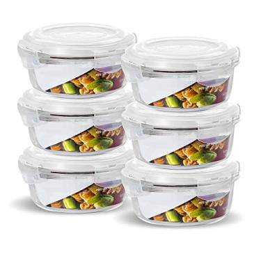 Imagem de Kit 06 Pote Hermético Vidro Redondo 620 Ml