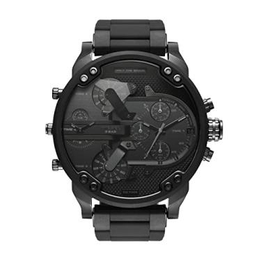 Imagem de Diesel Relógio masculino Mr. Daddy 2.0 de aço inoxidável com cronógrafo e quartzo, Silicone preto, Cronógrafo