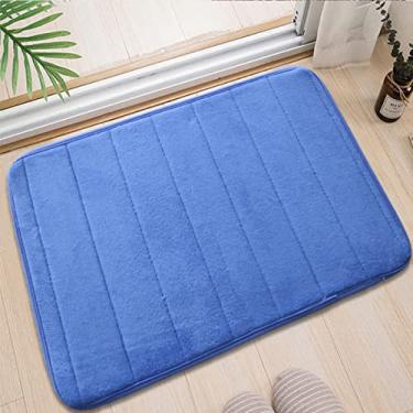 Imagem de Tapete de banheiro de espuma viscoelástica, 40,64 cm x 61 cm, absorvente macio, antiderrapante, veludo coral, fácil de secar, lavável na máquina, tapete de banheiro, azul royal