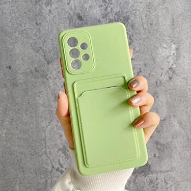 Imagem de Estojo de bolso de cartão para Samsung Galaxy A52 A72 A32 A12 A13 A33 A53 A73 M52 A22 A02S A03S A42 A51 A71 Capa de doces de silicone macio, verde claro, para A71 4G
