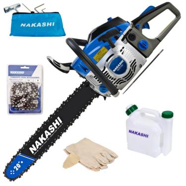 Imagem de Motosserra Profissional Nakashi NCS550 54,6cc 2 Tempos À Gasolina Com Carcaca de Magnésio e Sistema Antivibratório Para Trabalho Pesado