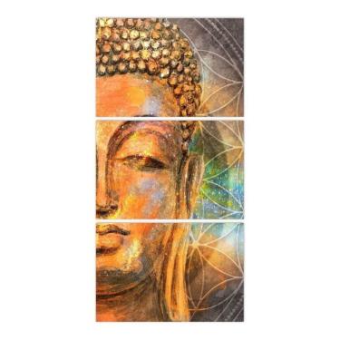 Imagem de Quadro Buda Para Sala Quarto Hall 120x60 Mosaico 3 Peças