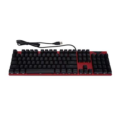Imagem de Teclado mecânico, interruptor vermelho Hot Swap injeção de duas cores, porta USB Plug and Play 104 teclas, teclados de jogos, para home office PC Gamer (vermelho)
