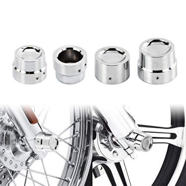 Imagem de HDBUBALUS Tampas de eixo dianteiro traseiro para porca de eixo adequado para Harley Sportster XL 1200 Dyna Softail Fat Boy Touring Street Road Electra Tri Glide 4 peças cromadas