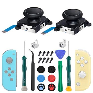 Imagem de LONANDY 2 Pack Joycon Joysticks, Joycon Repair Kit Joystick Replacement Parts for Nintendo Switch, Switch Lite & Switch OLED, Include Thumb Grips, Metal Lock Buckles