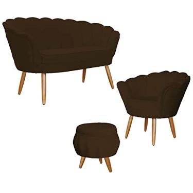 Imagem de Kit Pétala - Namoradeira, Poltrona e Puff Pétala Suede - Ds Estofados