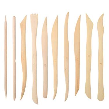 Imagem de Joyzan Ferramenta de madeira de argila, faça você mesmo, modelagem, ferramentas de esculpir cerâmica, ferramentas de modelagem de massa para iniciantes, profissionais, crianças, cerâmica, escultura, 10 peças