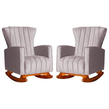 Imagem de Kit 02 Poltronas Decorativa Melinda Pés Balanço Veludo Cores - Ds Estofados