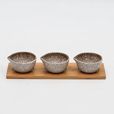 Imagem de Prato de cerâmica japonesa criativa bandeja de madeira sobremesa frutas secas prato de doces, 14