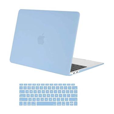Imagem de MOSISO Compatível com MacBook Air 13 polegadas 2022 2021 2020 2019 2018 versão A2337 M1 A2179 A1932 Touch ID, capa rígida de plástico e capa de teclado para MacBook Air 13,3 polegadas, azul arejado