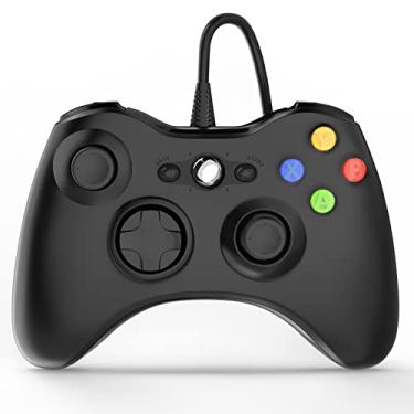 Imagem de Controlador para Xbox 360, controle USB PC com fio Joystick, compatível com PC/Xbox 360 e Slim/Windows7 8 10, preto