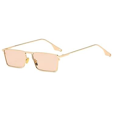 Imagem de Óculos de sol masculinos vintage pequenos retângulos de metal hip pop feminino óculos de sol de luxo steampunk quadrados óculos de sol clássicos, c09 rosa de ouro, china
