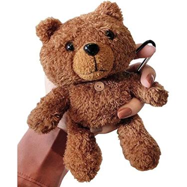 Imagem de SGVAHY Capa peluda para Airpods 3 desenho animado 3D engraçado urso marrom macio quente capa fofa com chaveiro kawaii capa protetora anti-queda mulheres meninas