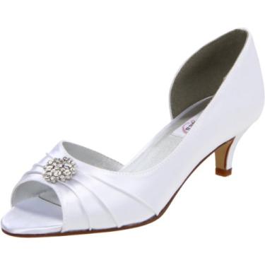 Imagem de Dyeables Sapato feminino Kim Peep-Toe, Cetim branco, 6.5