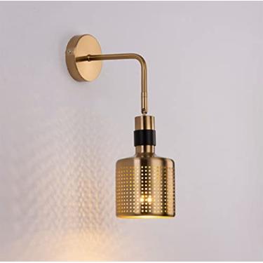 Imagem de Lâmpada de parede dourada moderna para estudo de quarto, arandela de parede simples, acabamento de latão, luzes de parede para corredor, luminária de cabeceira para sala de estar e corredor (B)