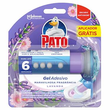 Imagem de Pato Desodorizador Sanitário Gel Adesivo Lavanda, Limpeza Banheiro, Com Aplicador, 6 Discos