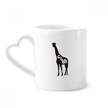 Imagem de Caneca de girafa preta e branca animal caneca de café cerâmica copo de coração de vidro