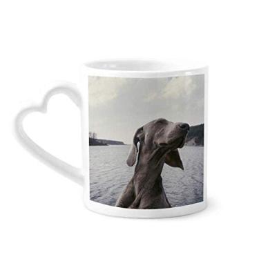 Imagem de Caneca com imagem cinza de animal de estimação para cachorro caneca de café cerâmica copo de coração de vidro