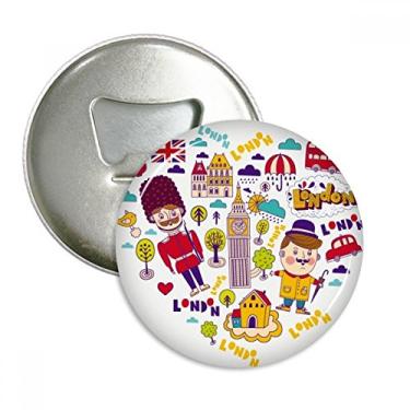 Imagem de Suporte telefônico vermelho em forma de coração Reino Unido abridor de garrafas ímã de geladeira emblema multifuncional