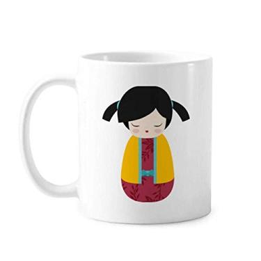Imagem de Quimono amarelo japonês boneca arte caneca cerâmica cerâmica xícara de café porcelana louça