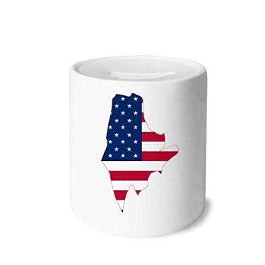 Imagem de DIYthinker Maine USA Map Stars Stripes Flag Shape Money Box Saving Banks Ceramic Coin Case Kids Adults