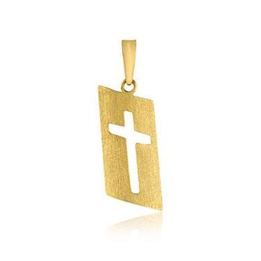 Imagem de Pingente De Ouro 18K Placa Crucifixo - Elegancy Joias
