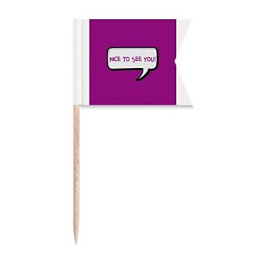 Imagem de Marcadores de palito de dente Daily Language Chat Happy Meet com marcação de etiquetas para bolo de festa, prato de queijo