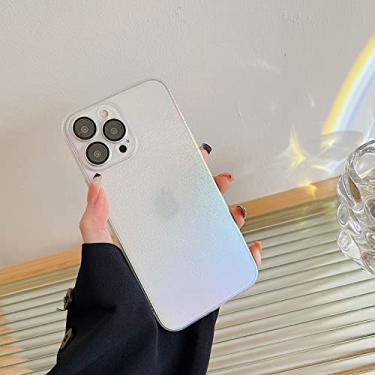 Imagem de Proteção de lente de vidro capa dura para iphone 13 12 pro max ultra fino fosco colorido aurora capa traseira, branco, para iphone 13promax