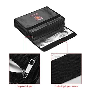 Imagem de LUGU Tamanho g nde à prova de fogo Document Bag Não-cocei revestido de fib de vidro Titular documento à prova d'água com alça de ombro Lidar com cofre de zenamento Bag Pouch Fogo e